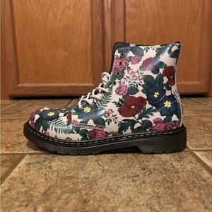 Dr. Martens Floral Lace-Up Boots in Cream, Green, Burgundy, Pink